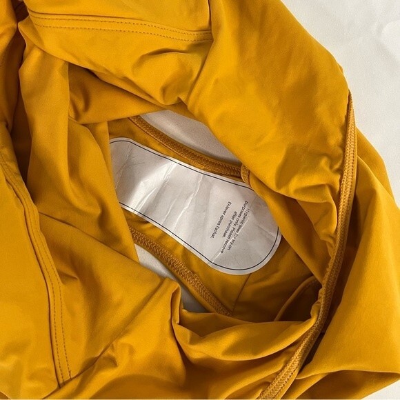 Everlane Women sz S Marigold Yellow Square Neck One Piece Swim Cheeky Open Back - Picture 6 of 8